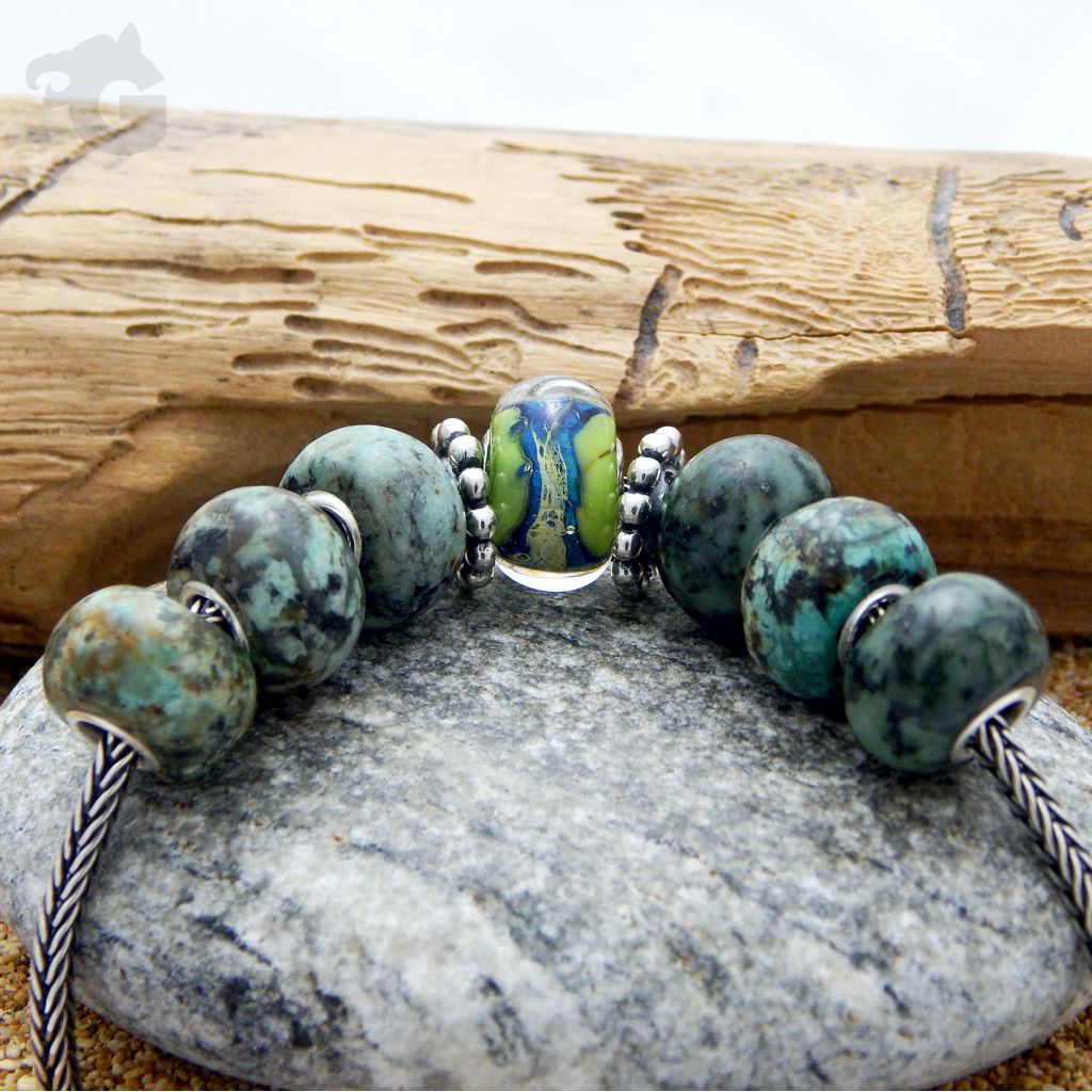 African Turquoise matt smooth bead big hole