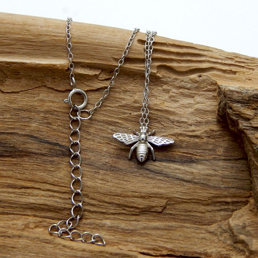 honey bee choker 16 inch 925 sterling silver rhodium plated extension