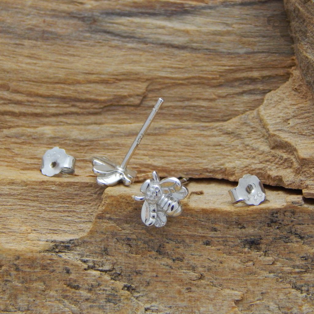minimalist jewelry stud earrings silver bee honey