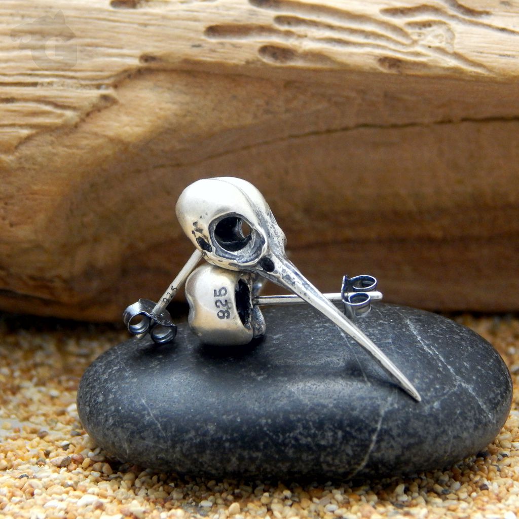 Birdisour studs 925 sterling silver oxidized animal lover gift