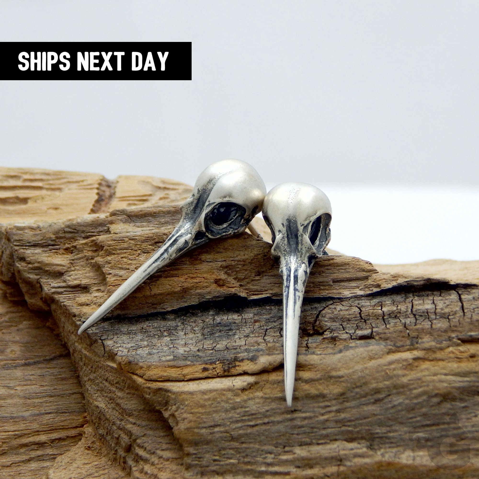 pterodactyl studs 925 sterling silver oxidized  gift for friend