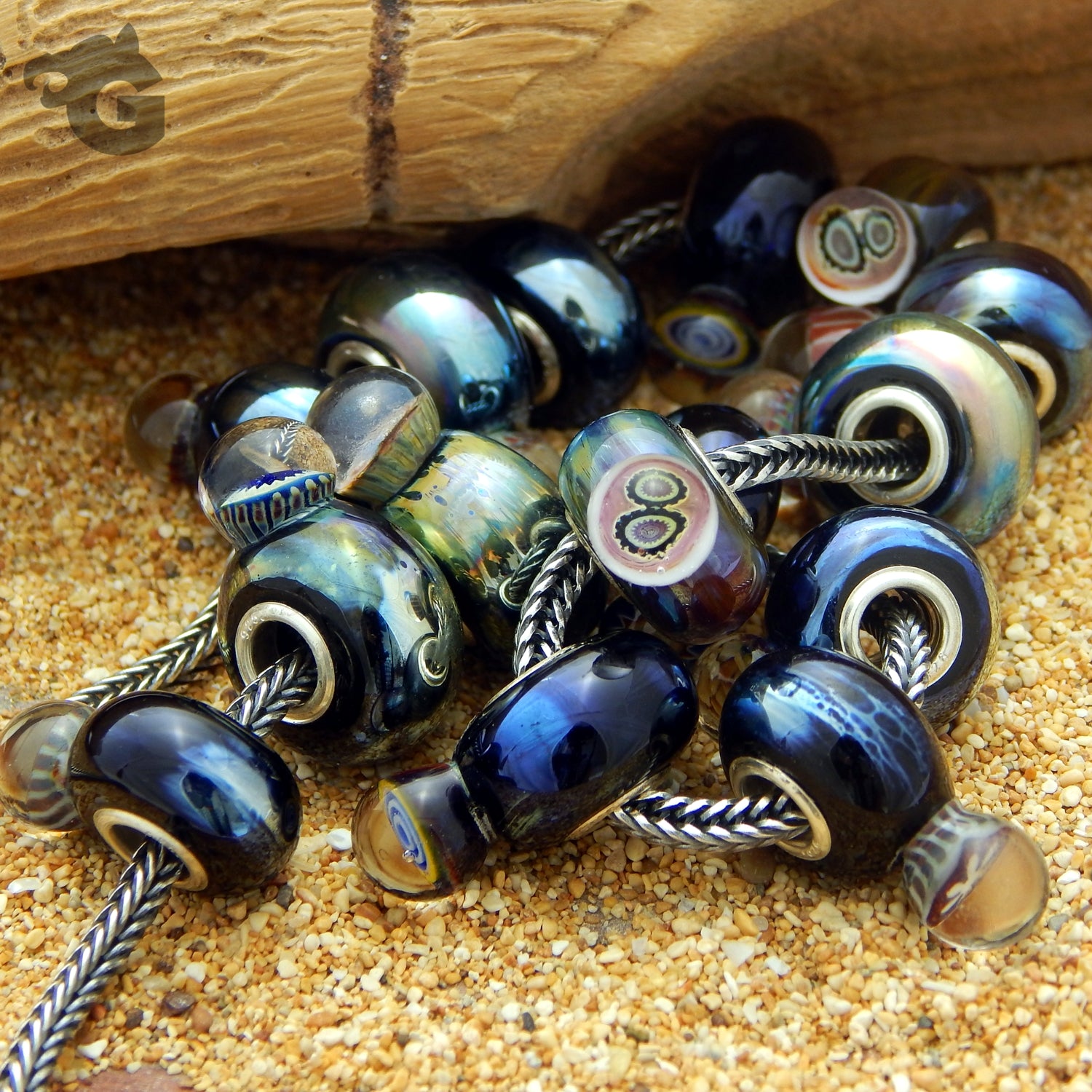 Encased Murrini drop charm beads large hole universal big hole fits all known chains foxtail chain - Glermes.com