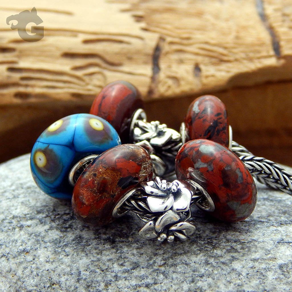 Poppy Jasper gemstone charm bead