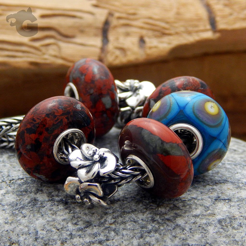 Poppy Jasper gemstone charm bead