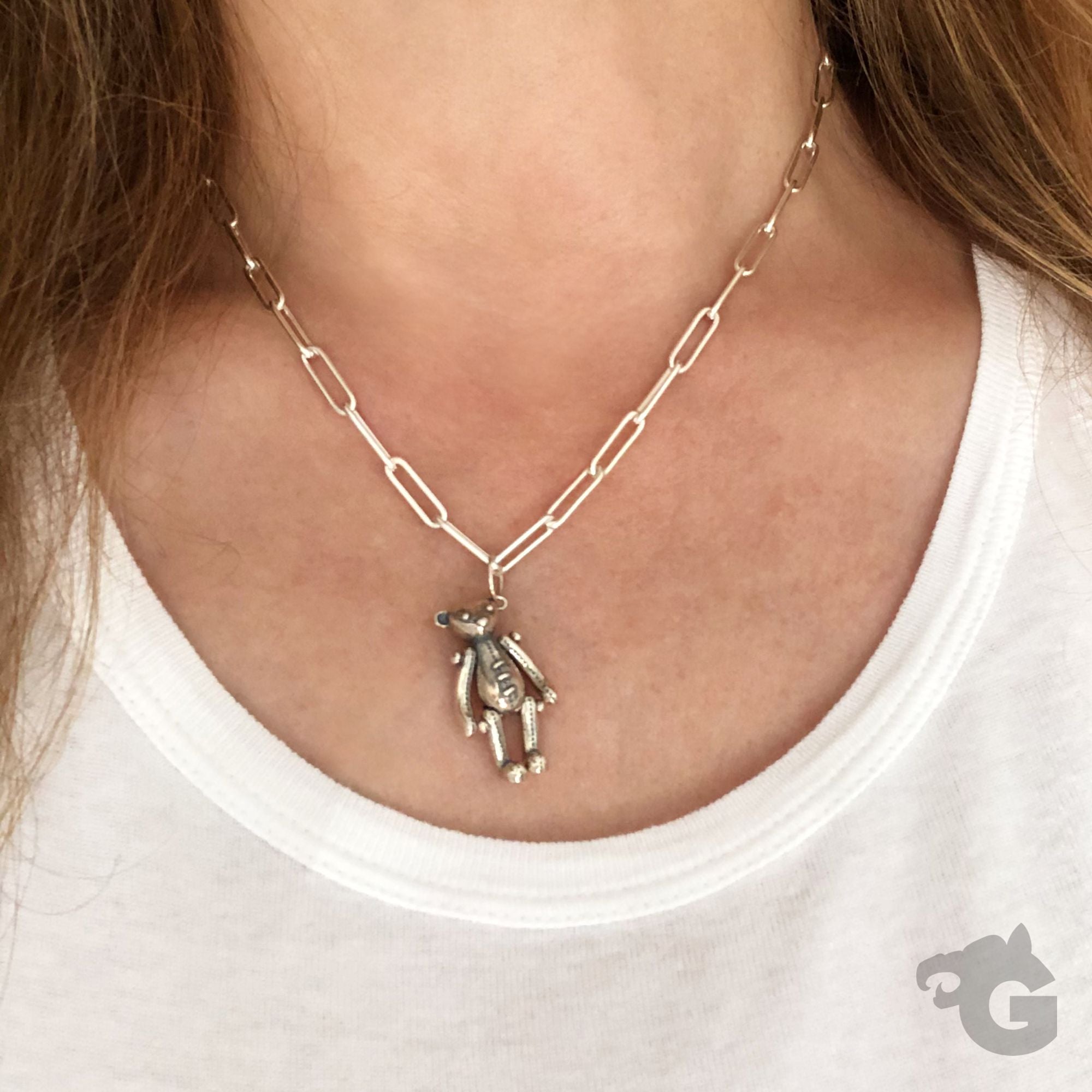 teddy bear jewelry pendant movable silver gler bear city of beads studio glermes