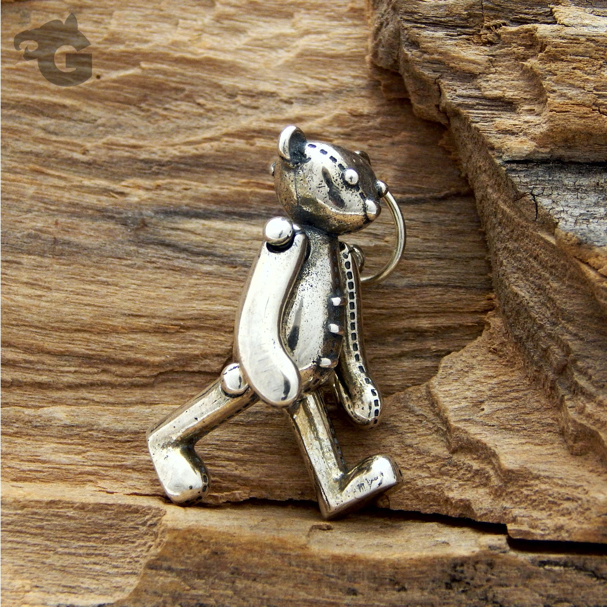 gler bear silver pendant necklace bracelet oxidized