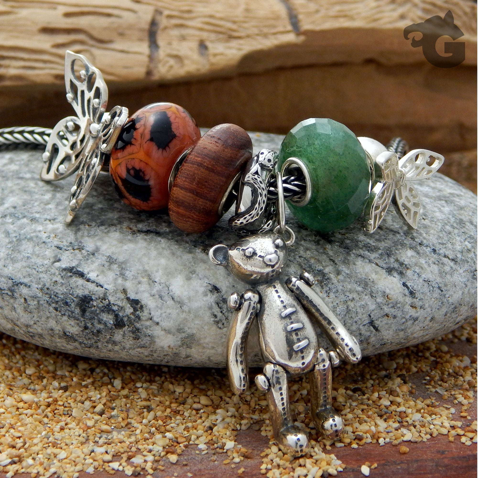 bear jewelry charm pendant necklace silver