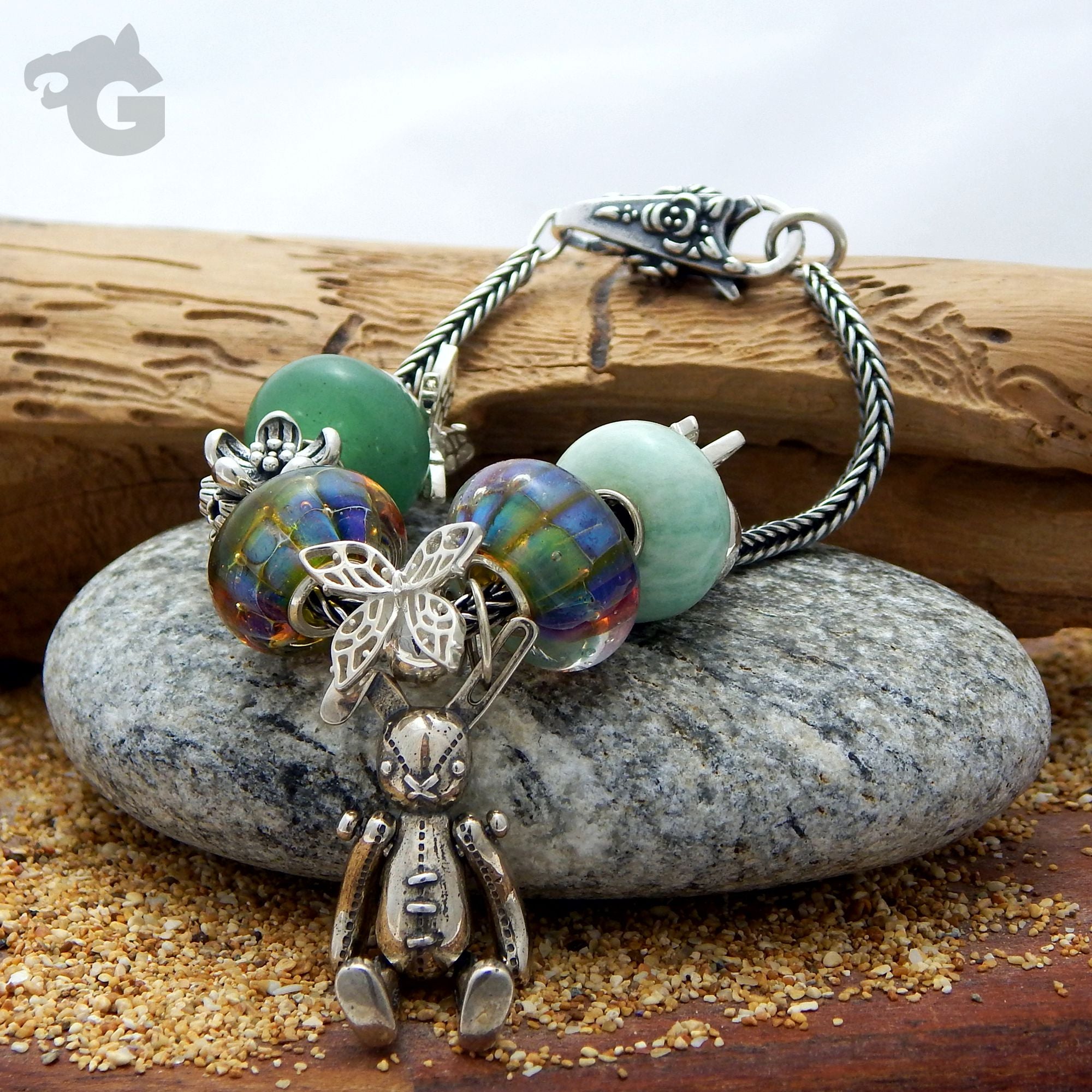 rabbit charm bracelet oxidized 925 sterling silver rhodium plated gler rabbit glermes