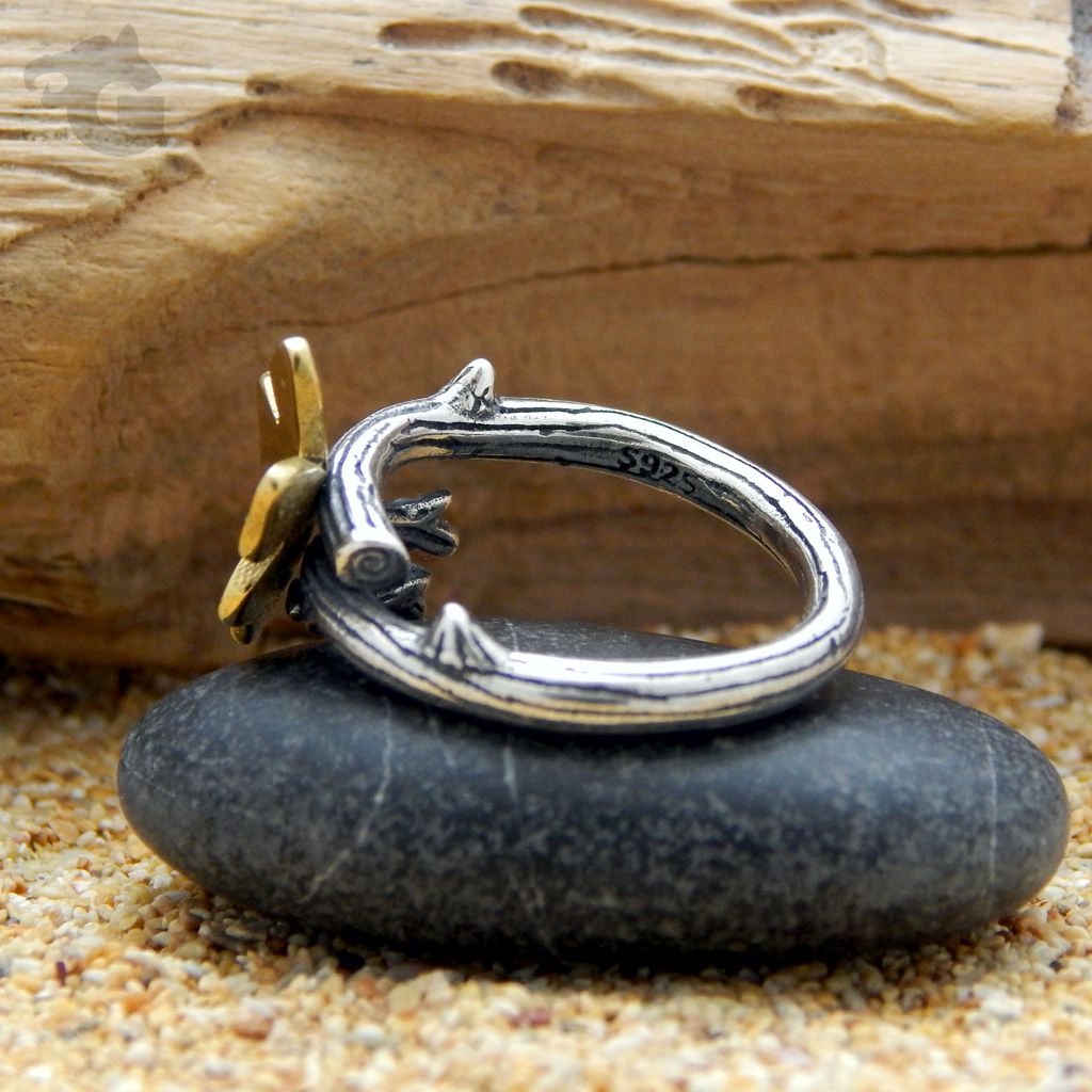 butterfly ring for women nature inspired oxidized 18K yellow gold plated city of beads studio glermes