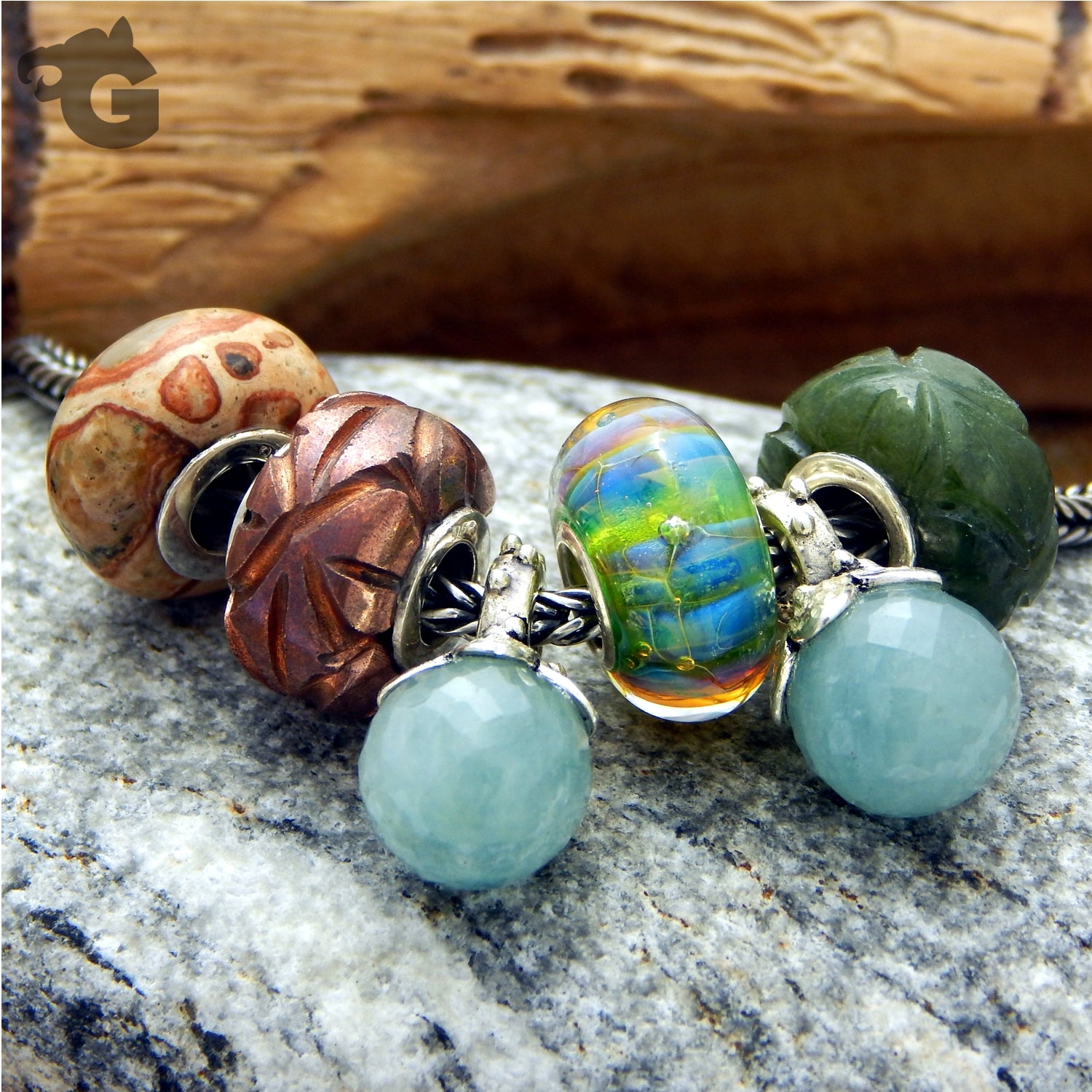 Tropical Lagoon universal core lampwork bead fits Pandora European style bracelet jewelry charm - Glermes.com