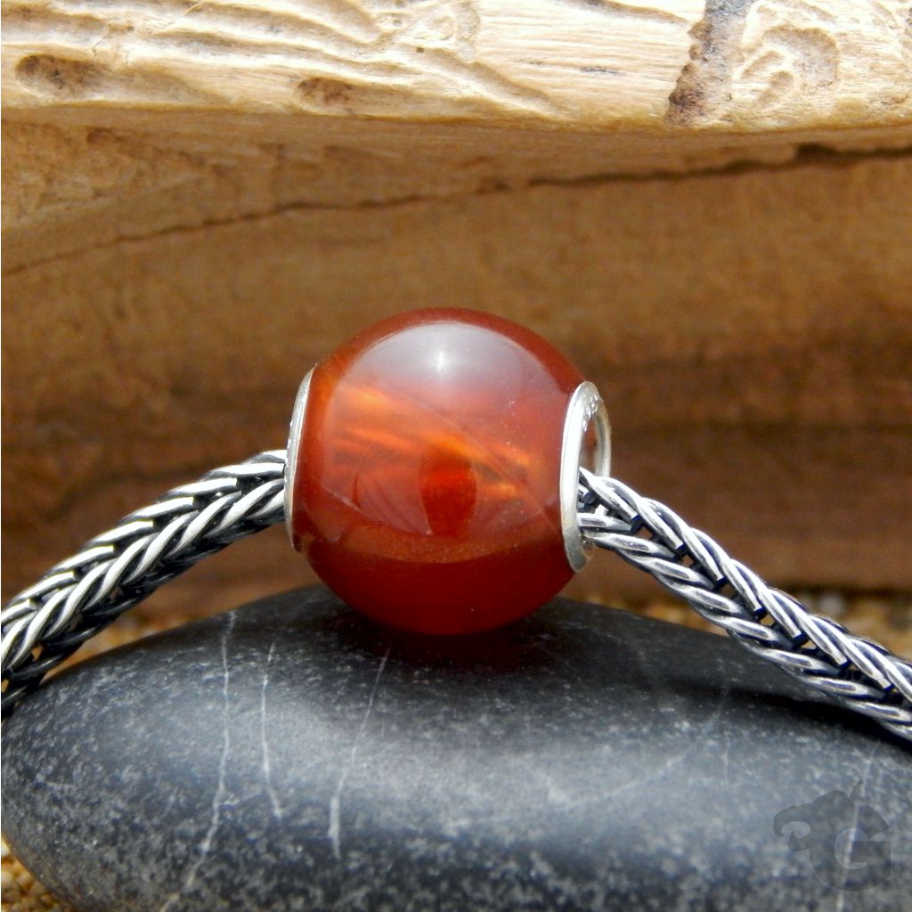 natural Carnelian big hole smooth round bead  glermes.com