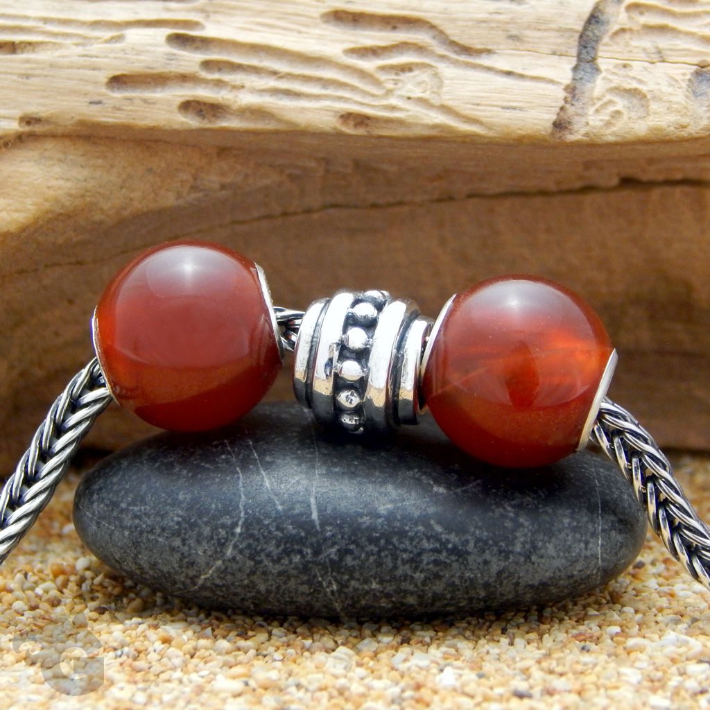 carnelian stone bead bracelet round big hole glermes.com