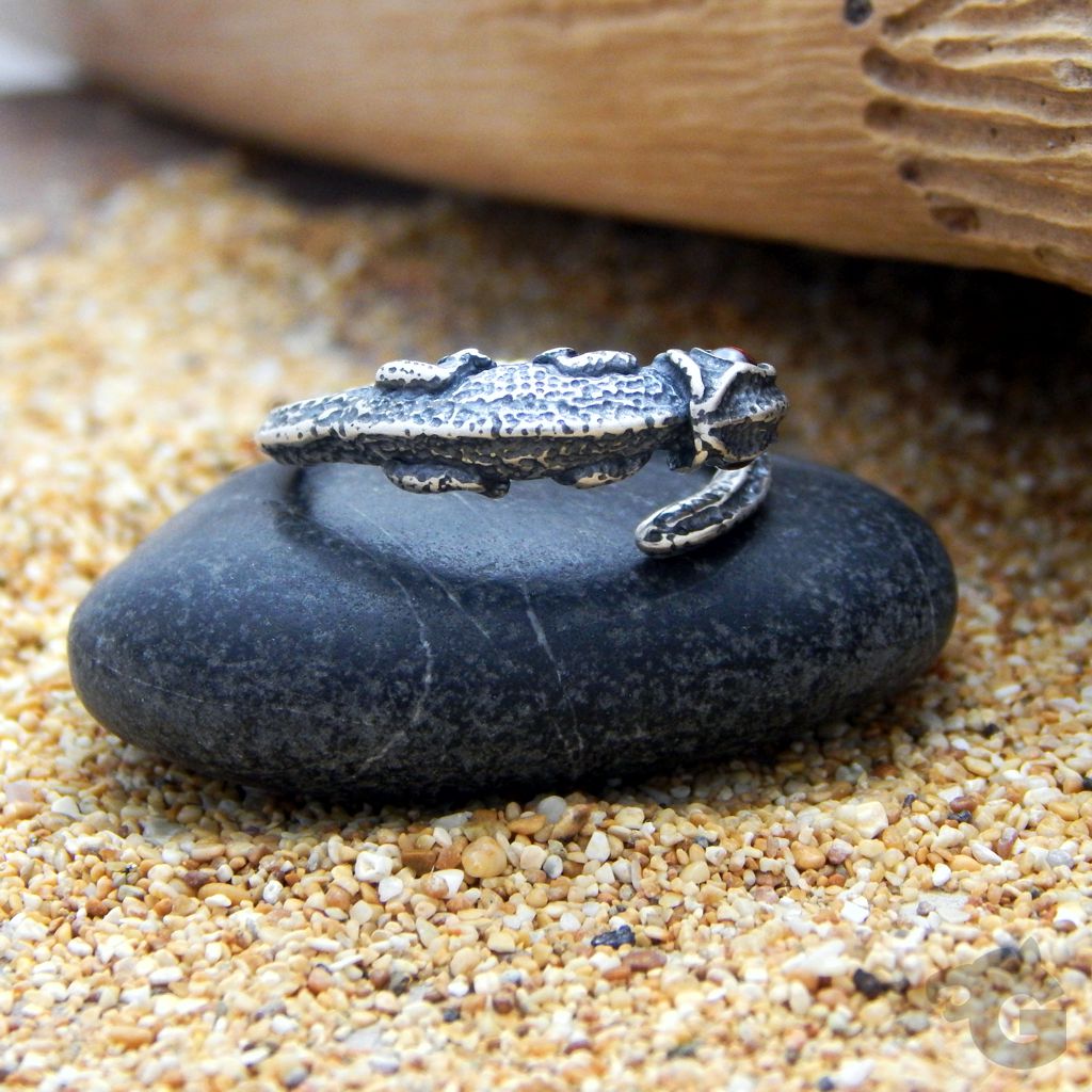 lizard silver ring jewelry unisex oxidized silver thai punk jewelry