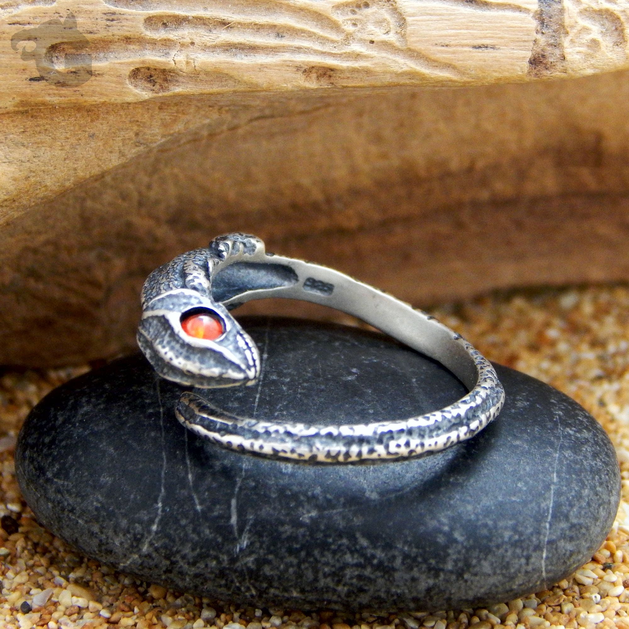 stackable ring oxidized silver chameleon wrap gemstones