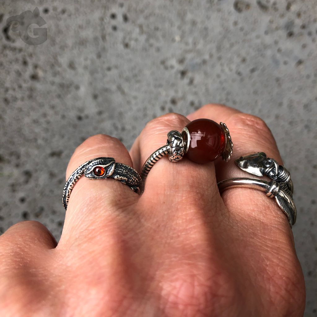chameleon wrap ring oxidizad silver unisex gift for him