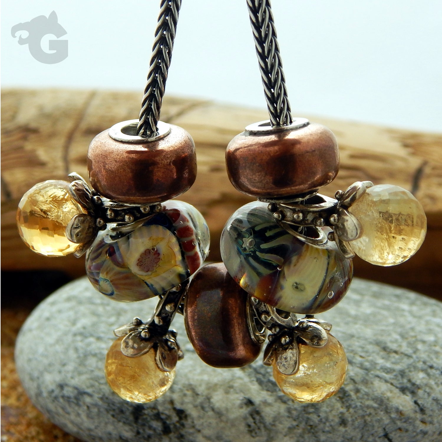 Citrine jewelry bracelet pendant 925 Oxidized Sterling silver natural gemstone november birthstone - Glermes.com exclusive design