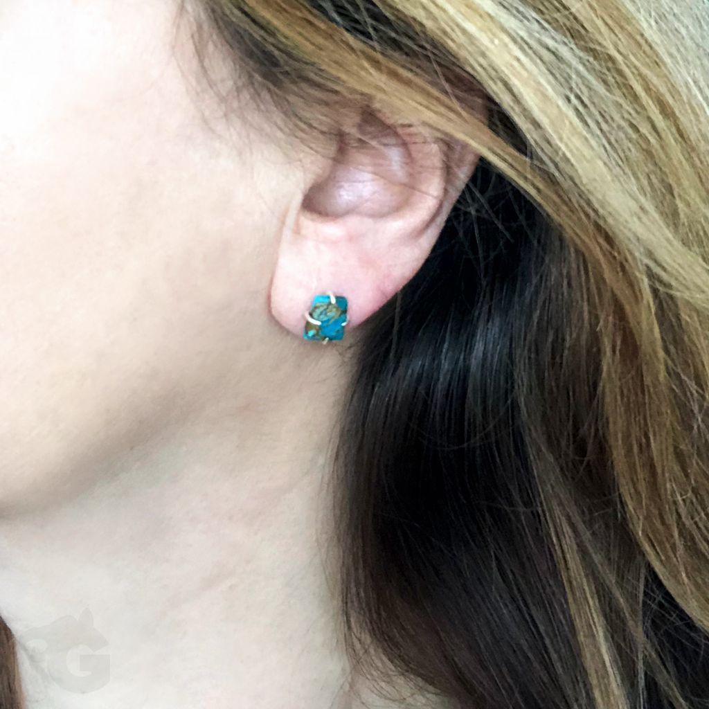 copper turquoise earring studs glermes