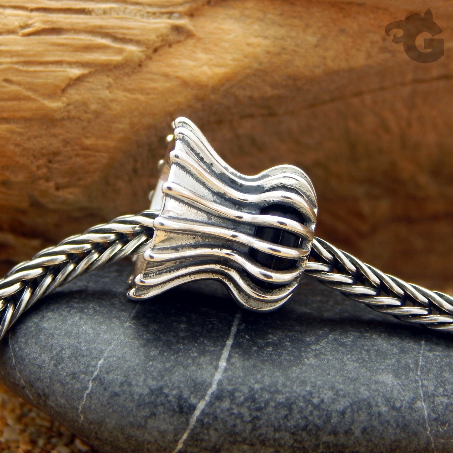 Stopper silicone rubber ring 925 Sterling silver oxidized Crinoline Cage foxtail chain - Glermes.com