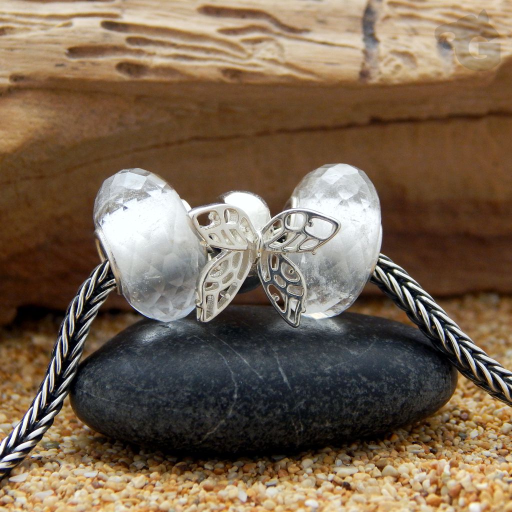 White Clear Crystal Quartz faceted gemstone bead