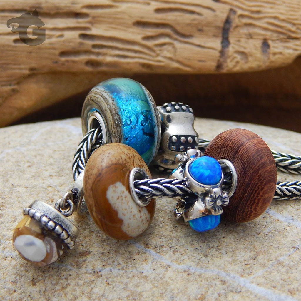 Daisy Blue Opal silver charm