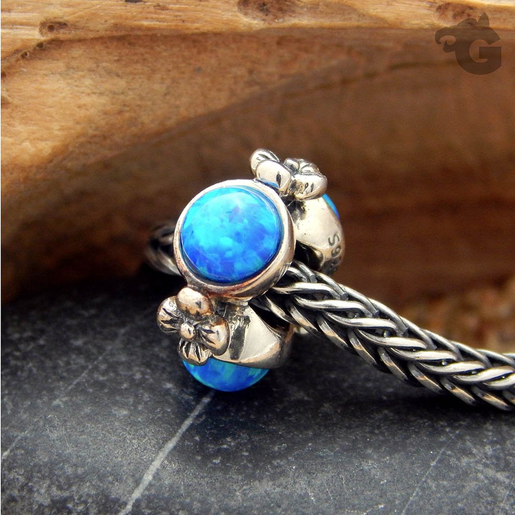 Daisy Blue Opal silver charm