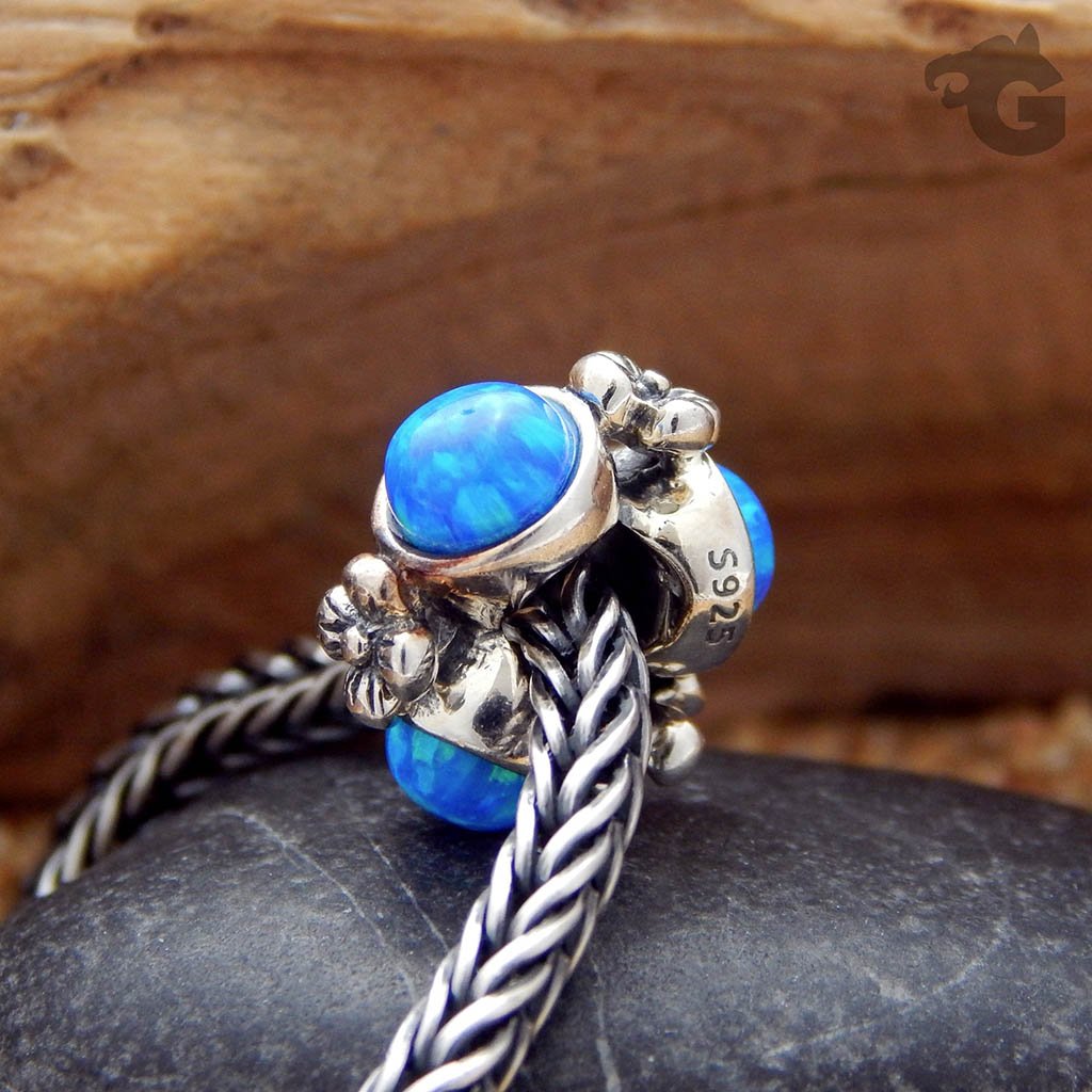 Daisy Blue Opal silver charm
