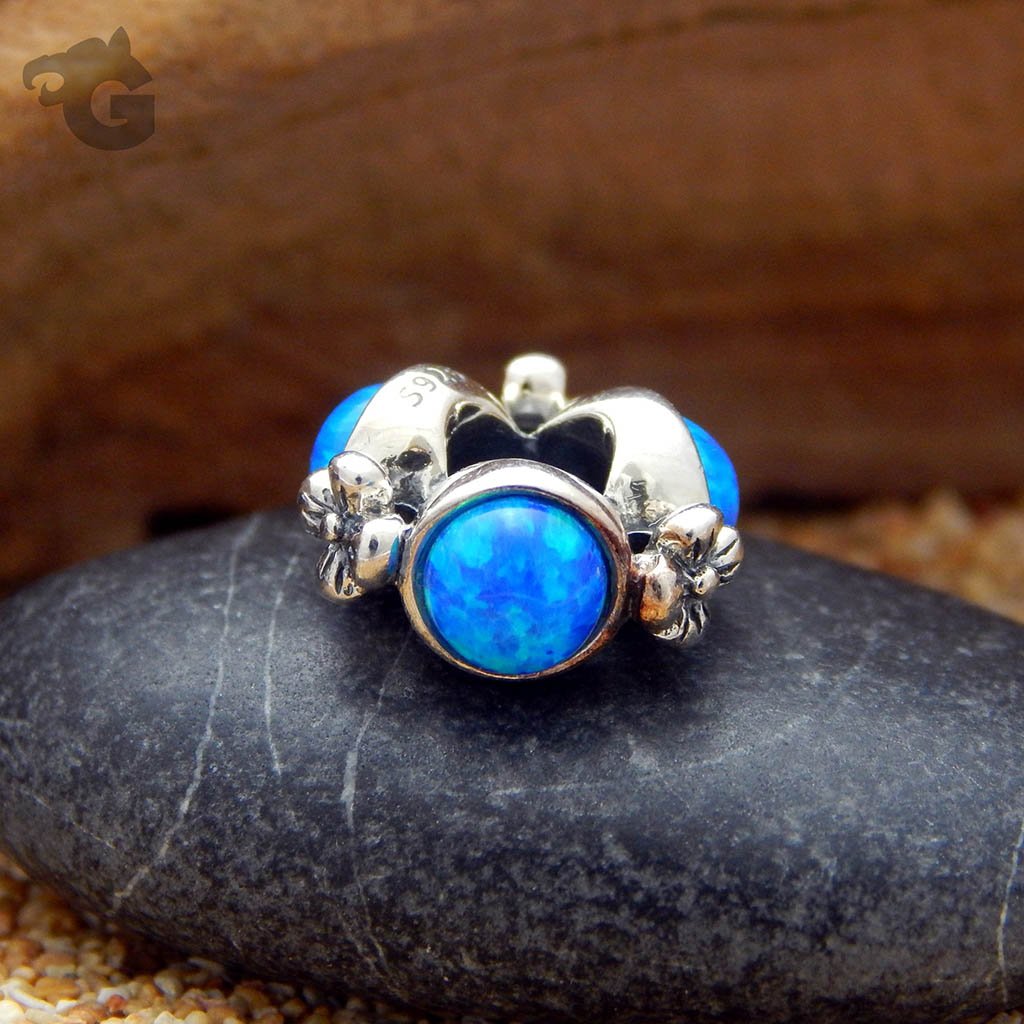 Daisy Blue Opal silver charm
