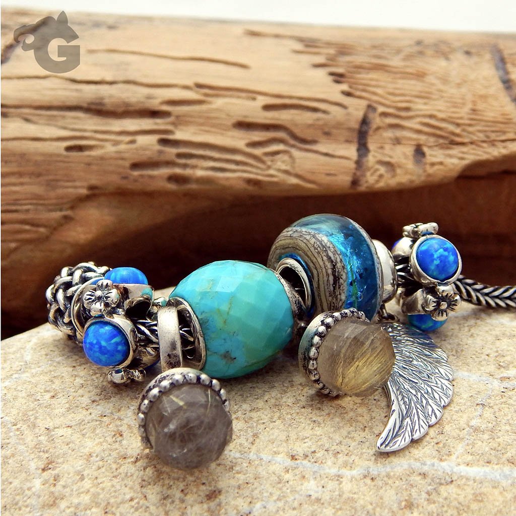 Daisy Blue Opal silver charm