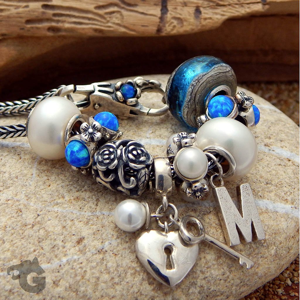 Daisy Blue Opal silver charm