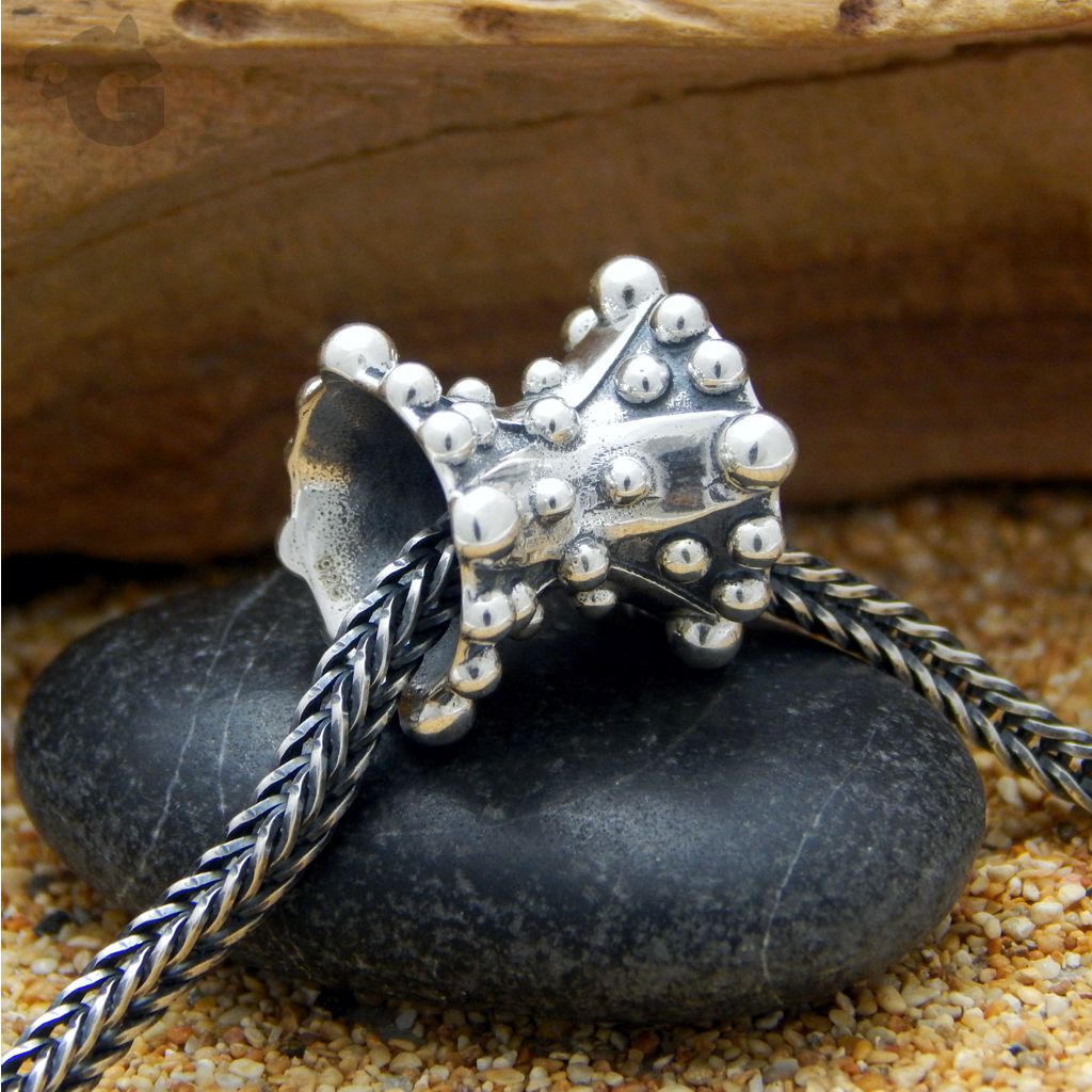 Harlequin silver charm 925 Sterling silver oxidized big hole European style fits Pandora Trollbeads foxtail chain - Glermes.com