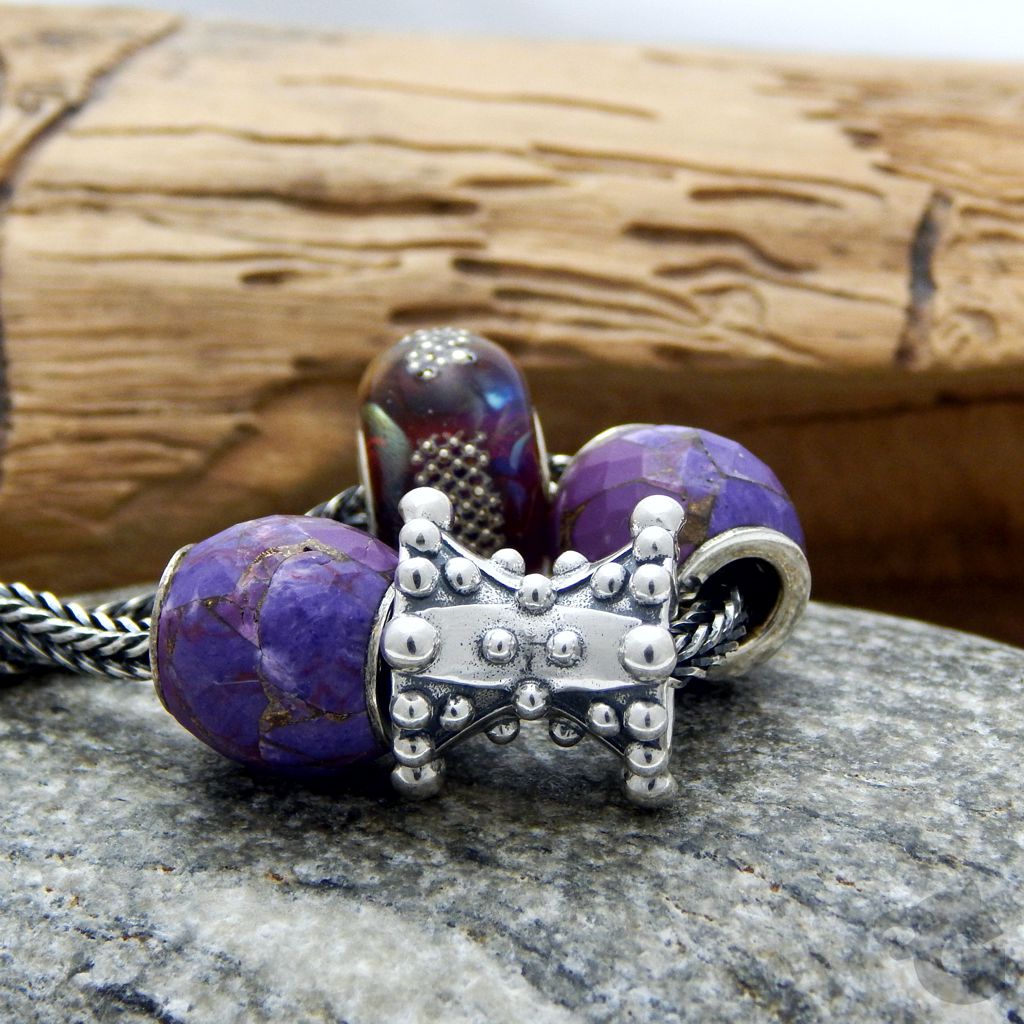 Foxtail silver bracelet charm oxidized silver bumpy - Glermes.com