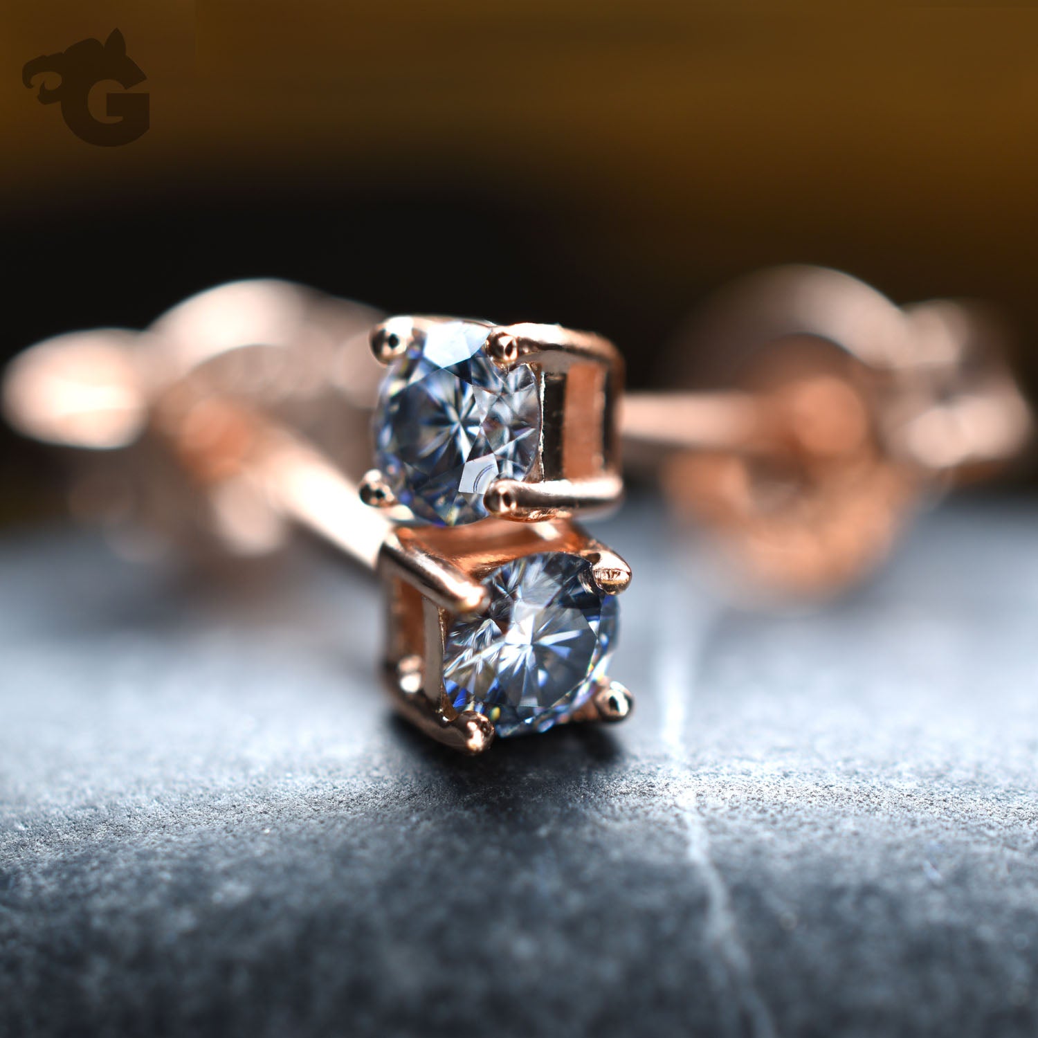 Dark gray Moissanite earrings studs - Glermes.com