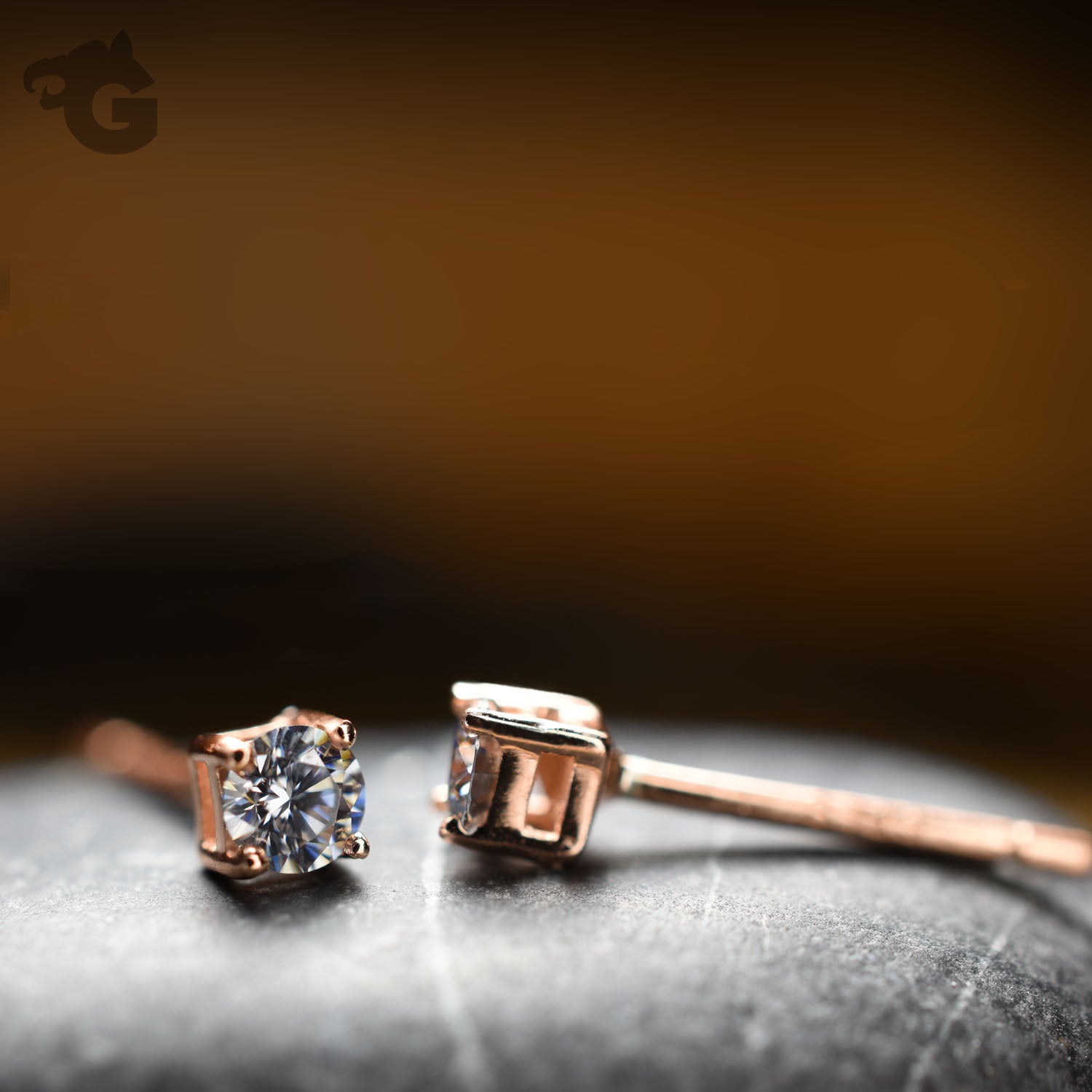Grey Moissanite rose gold 18K overlay studs 3mm wedding anniversary birthday - Glermes.com