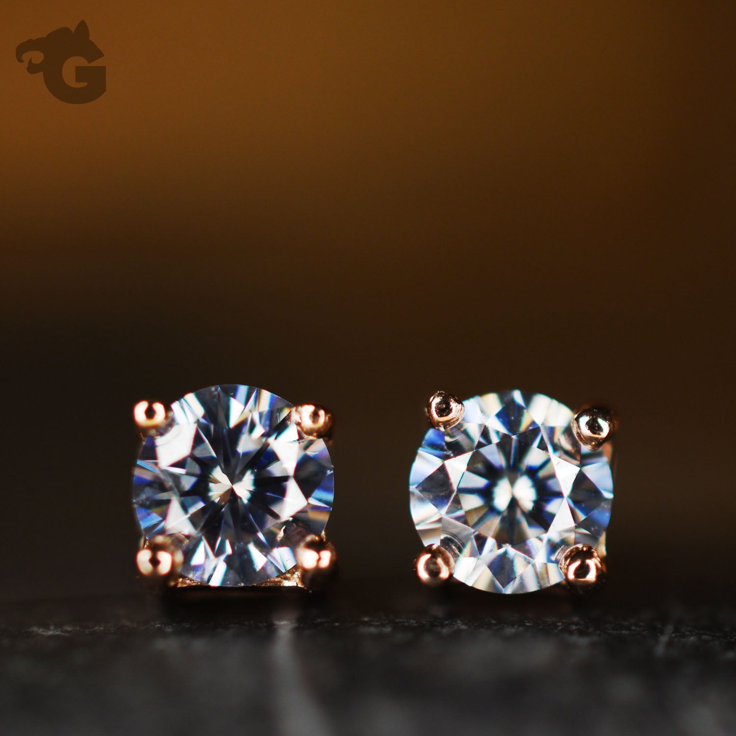 Grey diamond earrings rose gold 18K - Glermes.com