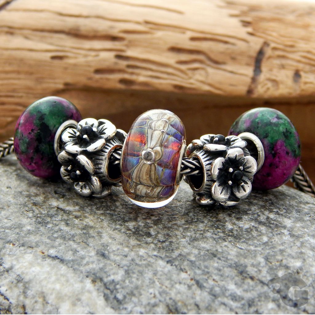 european bead charm bracelet big hole 925 silver oxidized large core gemstone black onyx glermes