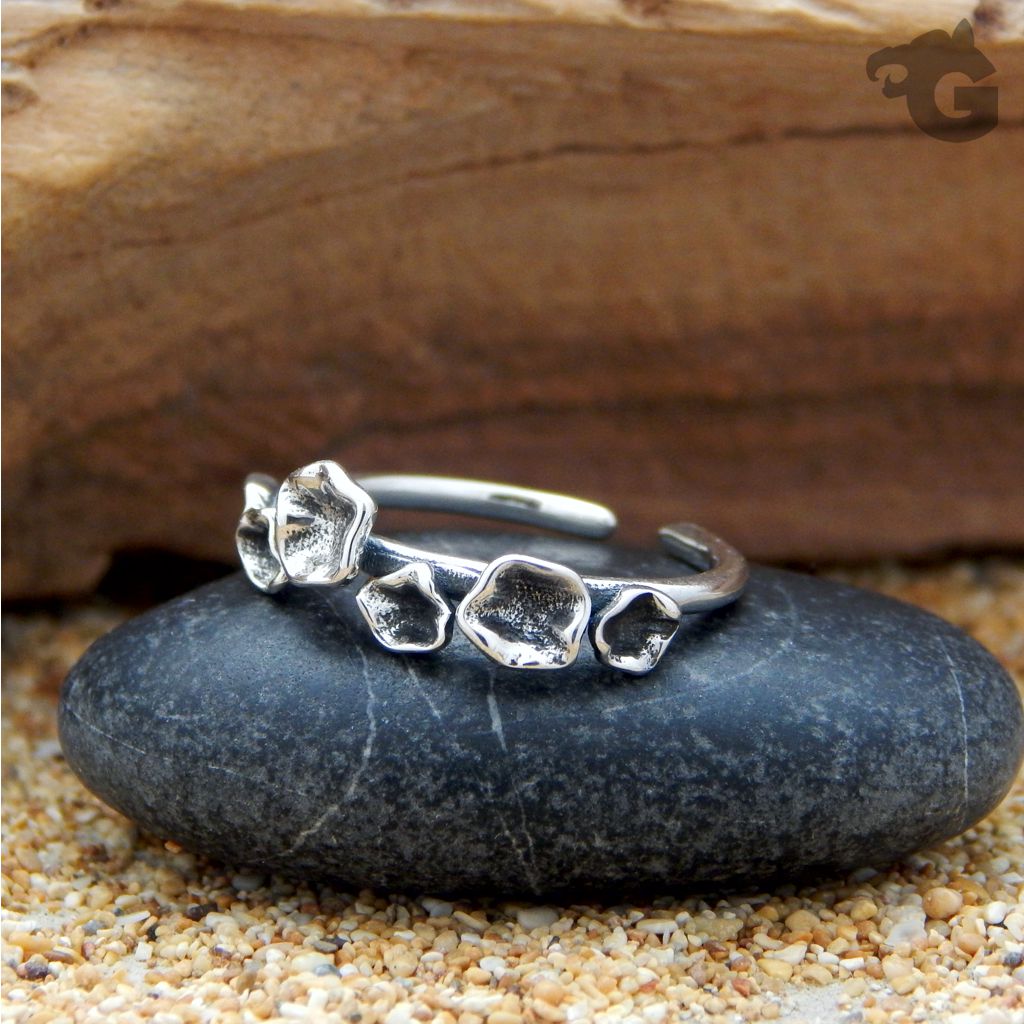floral jewellery ring silver flower oxidized  glermes