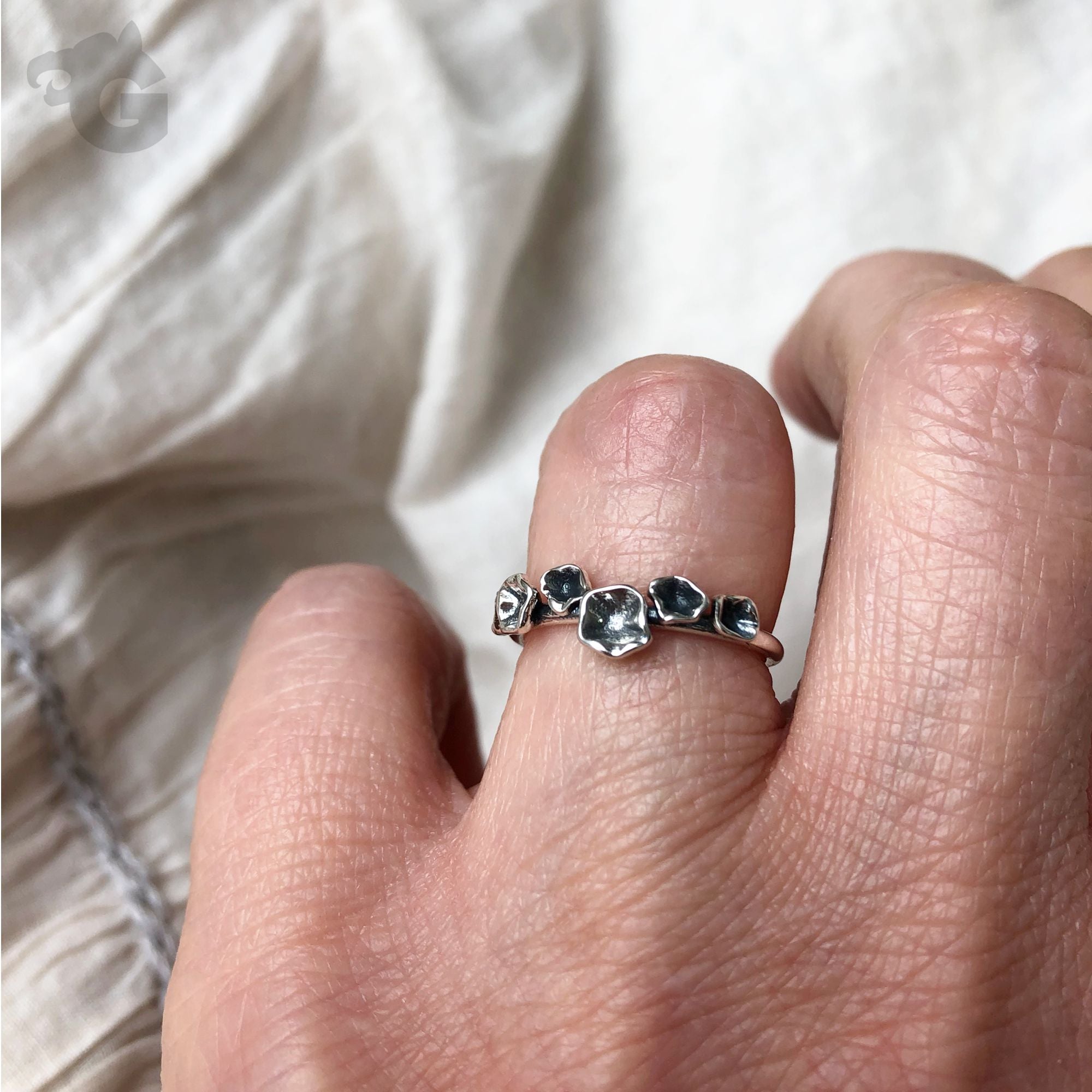 Floral oxidized silver ring 925 sterling silver adjustable nature inspired gift for her mother's day present glermes