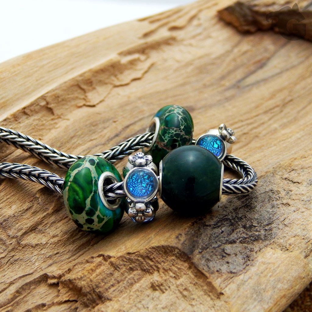 dichroic glass bead triple silver big hole glermes city of beads studio