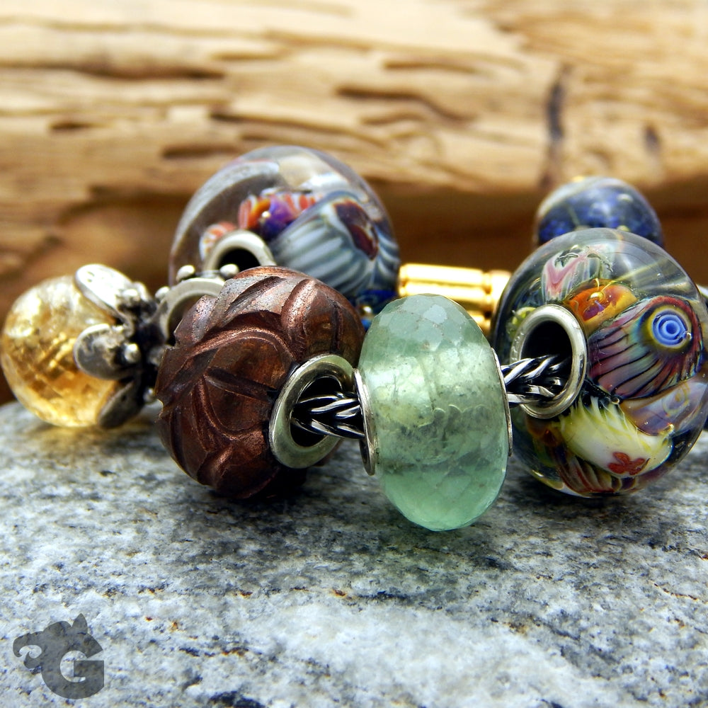Sea Garden Reef glass bead Murano with Murrini big hole bead - Glermes.com