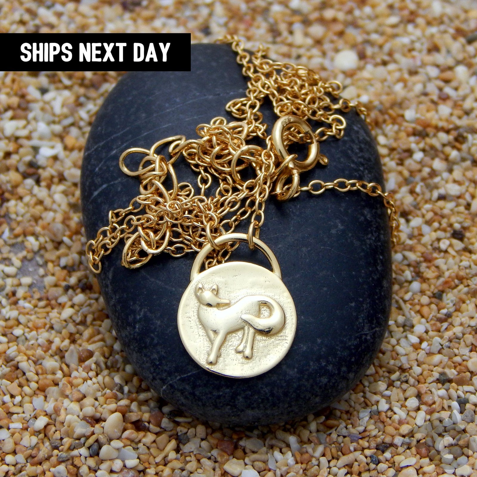 Foxy Fox Coin choker with extension 925 sterling silver 18K yellow golf plated