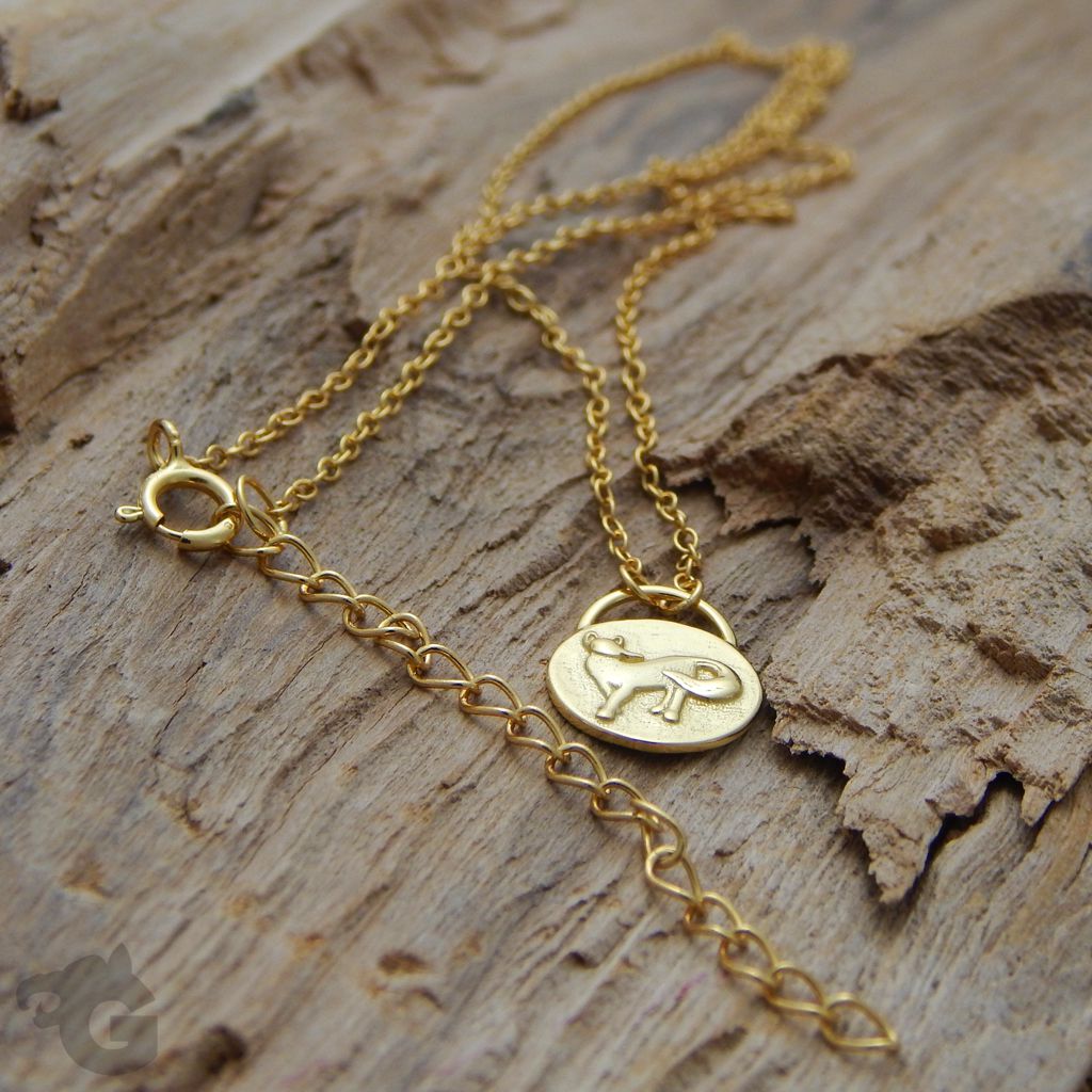 fox cable chain necklace with a chain extension woodland inspired dainty jewelry