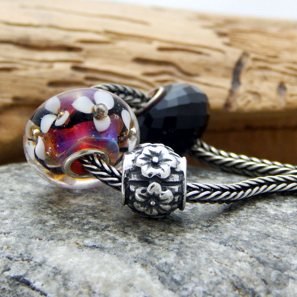 flower jewelry bracelet charm sterling oxidized birthday gift glermes