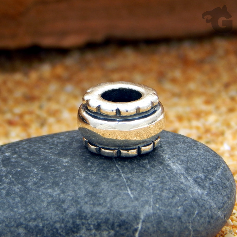 925 Oxidized Sterling Silver round bead bracelet fits Pandora - glermes