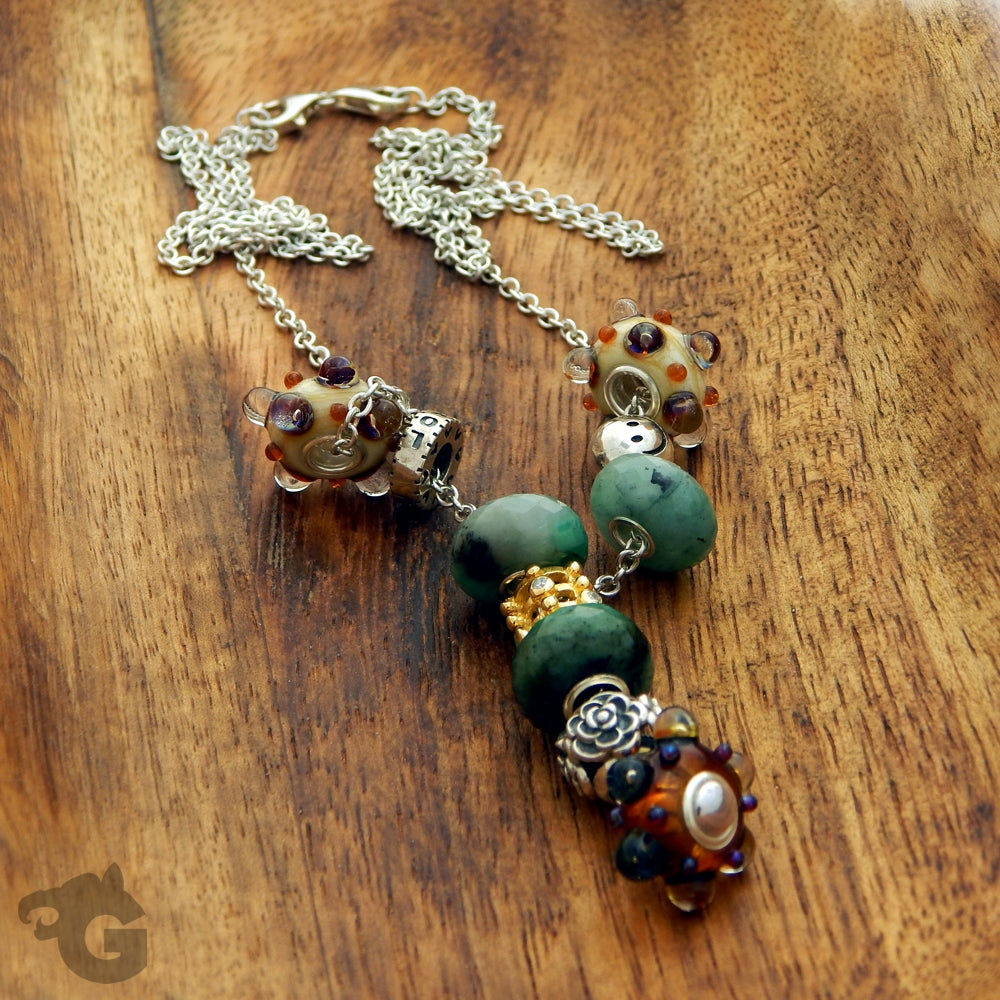 Lampwork necklace 925 sterling silver beaded Everyday universal core small core - Glermes