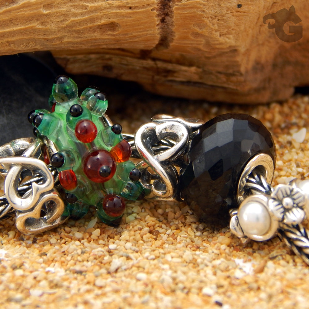 Oxidized Sterling silver charm Infinite love bead bracelet - glermes.com