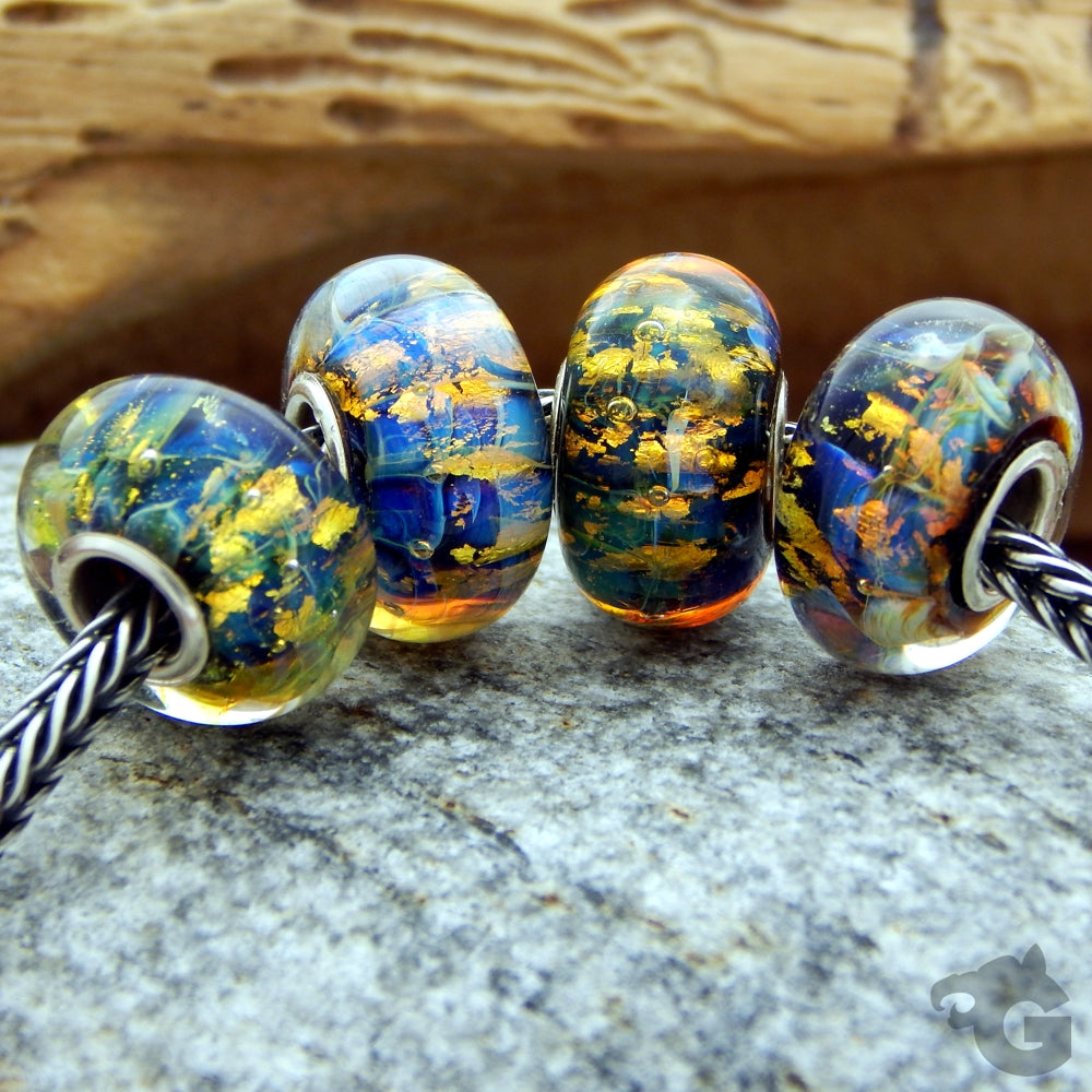 Lampwork gold silver glass Trollbeads European style large hole - Glermes