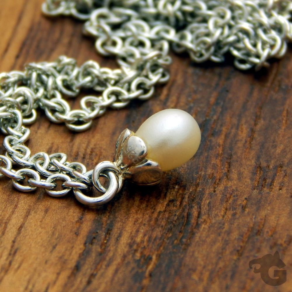 Lockless chain pearl necklace natural freshwater pearl white gift for woman - Glermes