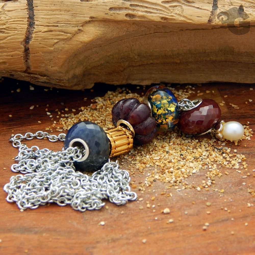 Lockless 925 sterling silver necklase rhodium plated long - Glermes