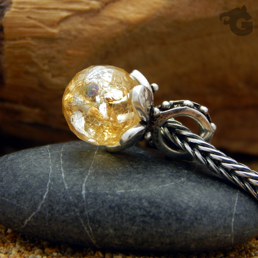 Natural Citrine pendant 925 Oxidized Sterling silver fits all bracelets necklaces exclusive Glermes design - Glermes.com