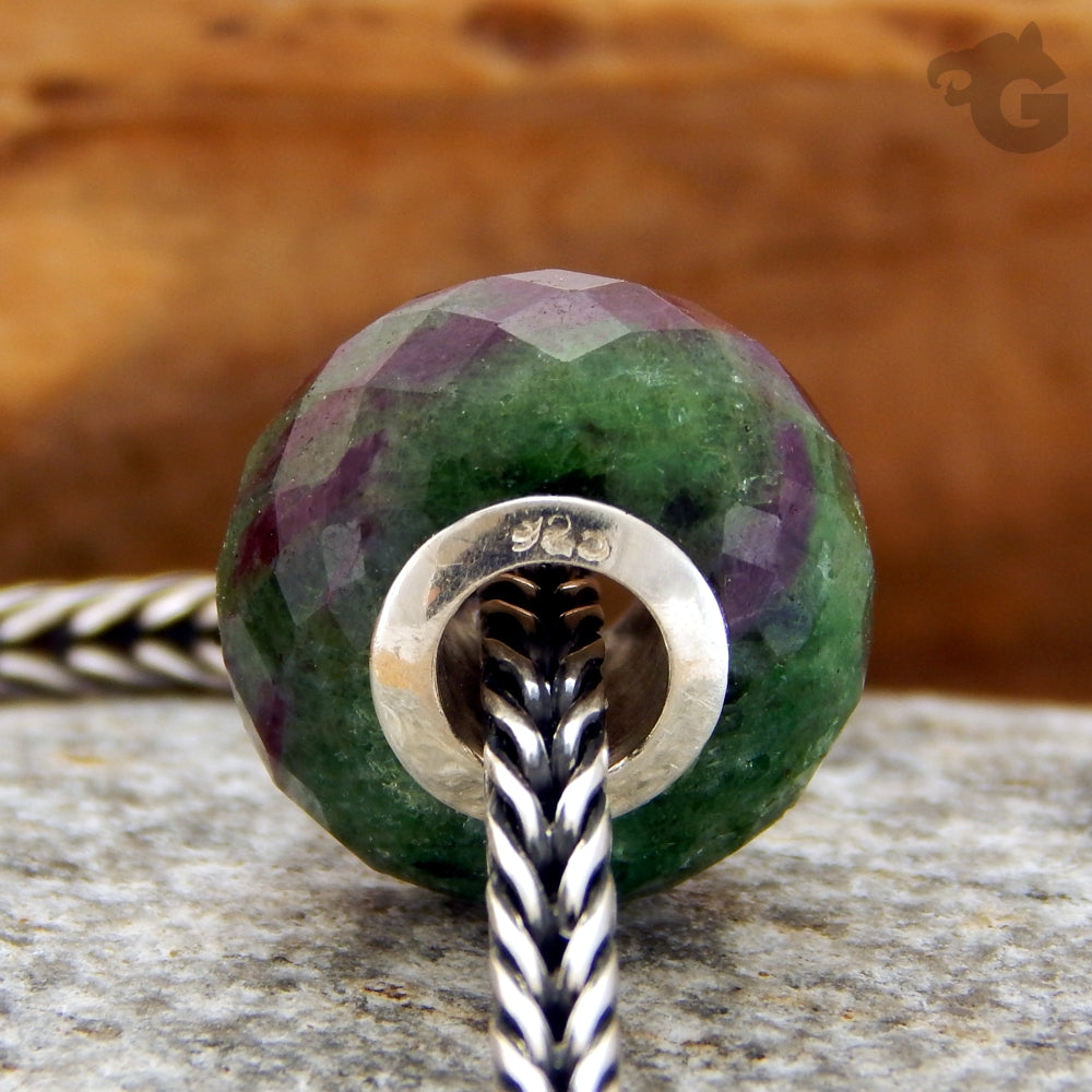 Ruby Zoisite Sterling silver core bead - Glermes